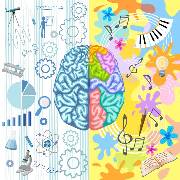 Creative Brain Composition — Stock Vector