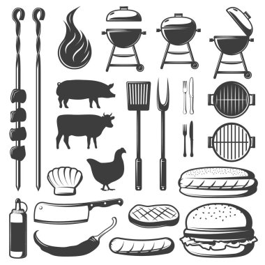 Barbekü Dekoratif simgeler kümesi