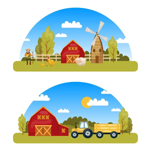 Łukowate Farm panoramy — Wektor stockowy