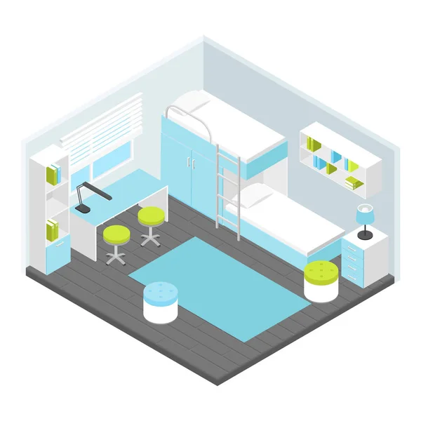 Composición de la habitación de los niños isométricos — Vector de stock