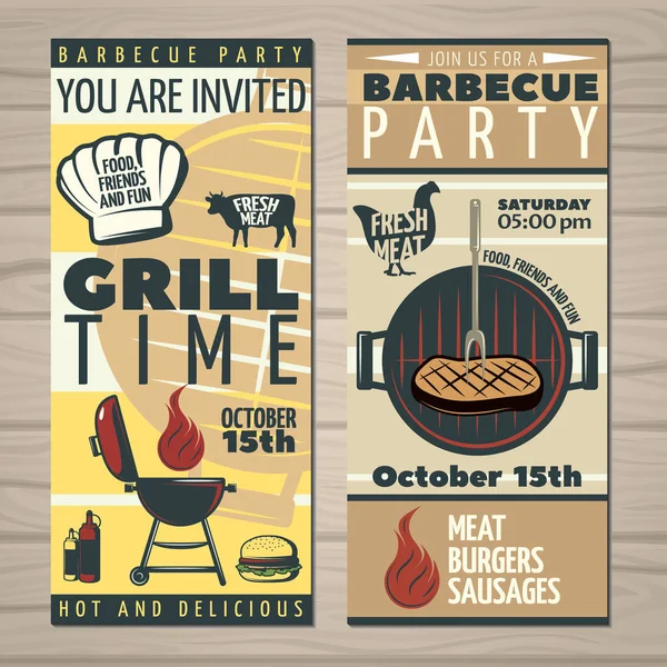 BBQ Time Invitar Volante — Vector de stock