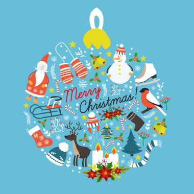 Yuvarlak tasarım Noel el çekilmiş