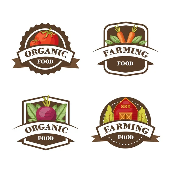 Фермерства органічних харчових емблем — стоковий вектор