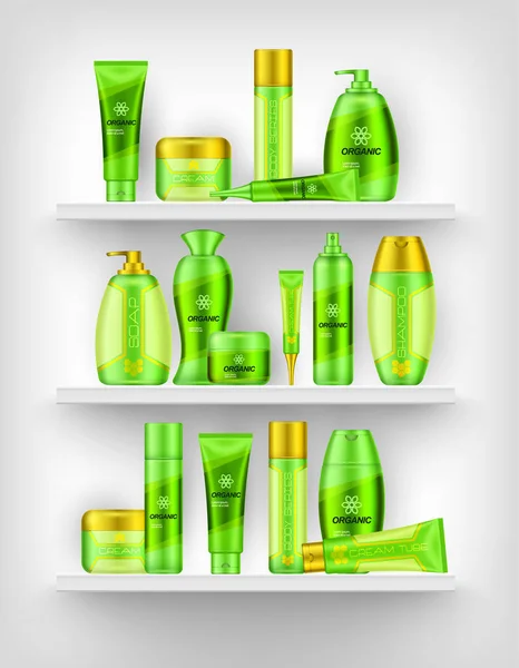 Shelves With Cosmetics 3d Design — Stock Vector