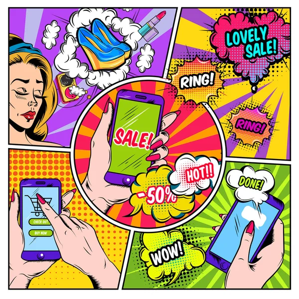 Online Shopping Comics Composition Stock Vector Image by ©Mogil 136548210