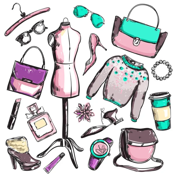 Fashion Sketch Elements Set — Stock Vector