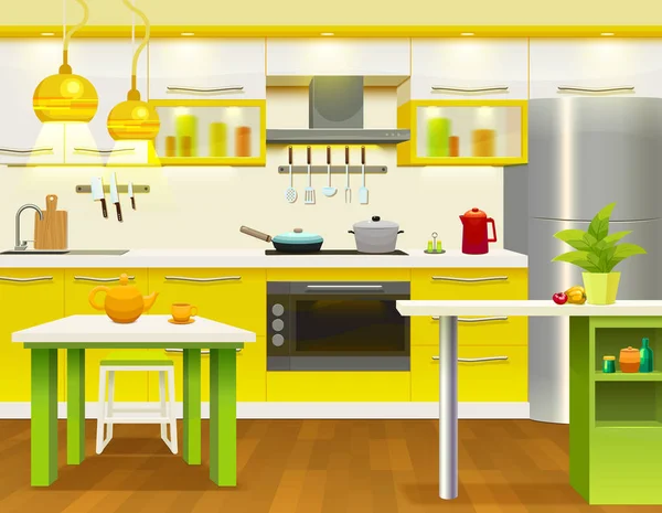 Cocina moderna diseño interior — Vector de stock