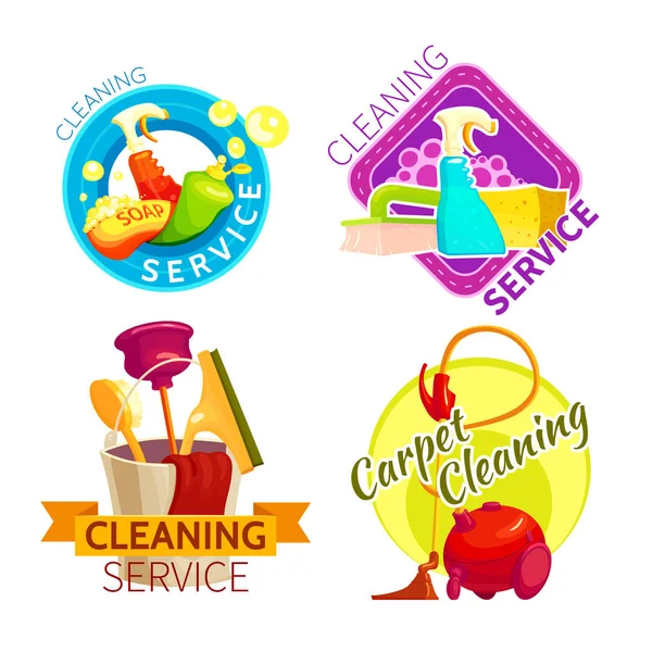 Conjunto de crachá de serviço de limpeza — Vetor de Stock