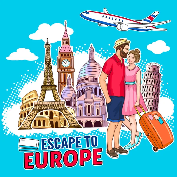 Travel Around Europe Design — Stock Vector