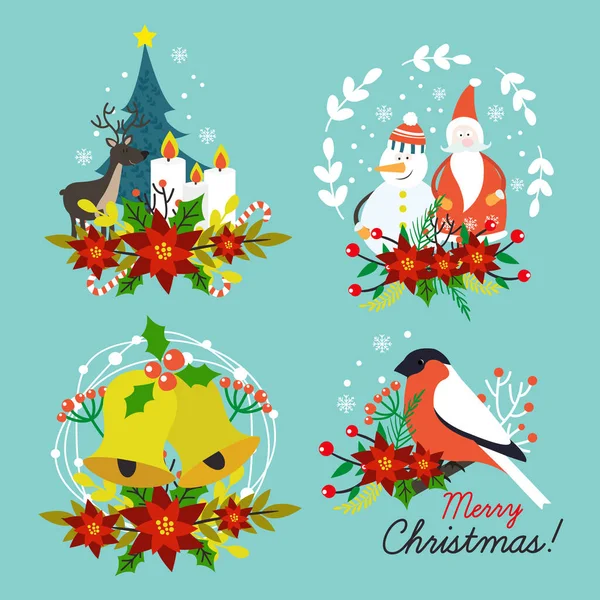 Compositions dessinées à la main de Noël — Image vectorielle