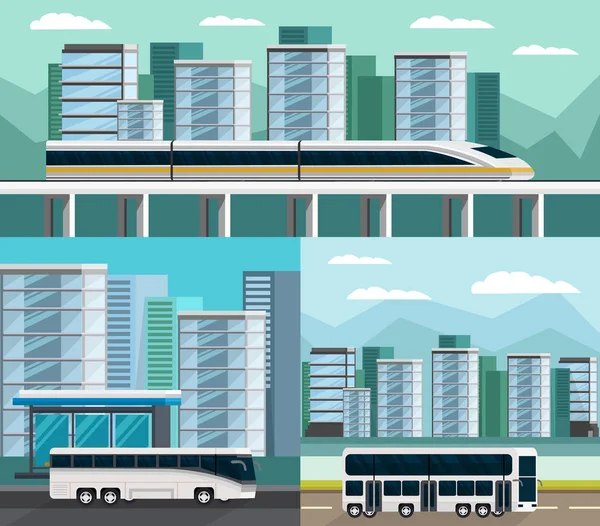 Kollektivtrafik ortogonala kompositioner Set — Stock vektor