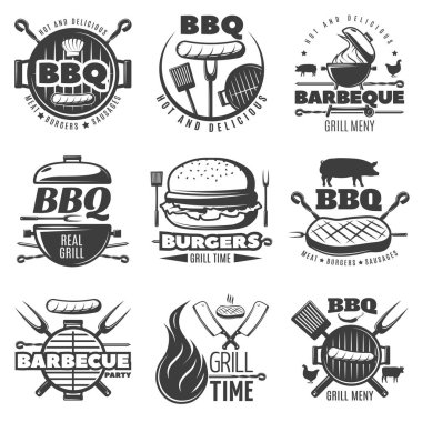 Barbekü Izgara Amblemler ayarla