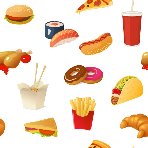 Patrón de comida rápida — Archivo Imágenes Vectoriales