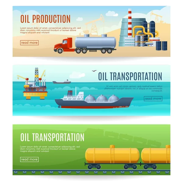 Oil Industry Banners Set — Stock Vector