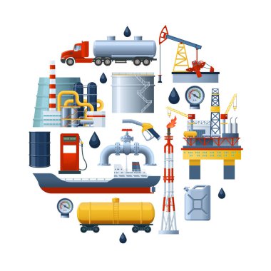 Petrol endüstrisi yuvarlak kompozisyon