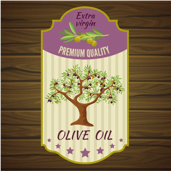 Étiquette d'olive sur bois — Image vectorielle