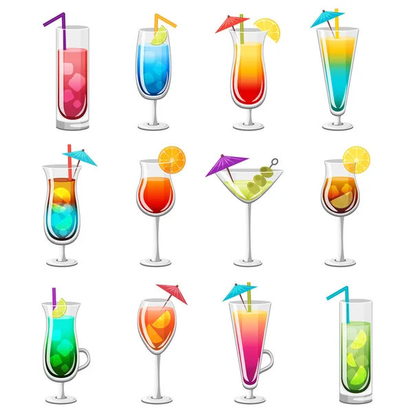 Klassieke Alcohol Cocktails Set — Stockvector