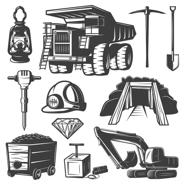 Mining Industry Elements Set — Stock Vector