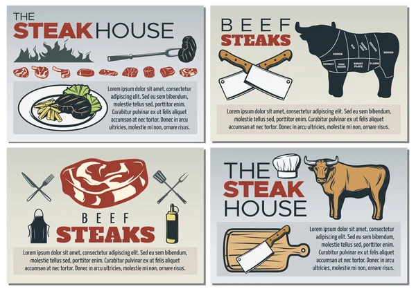 Biefstuk Poster ontwerpset — Stockvector