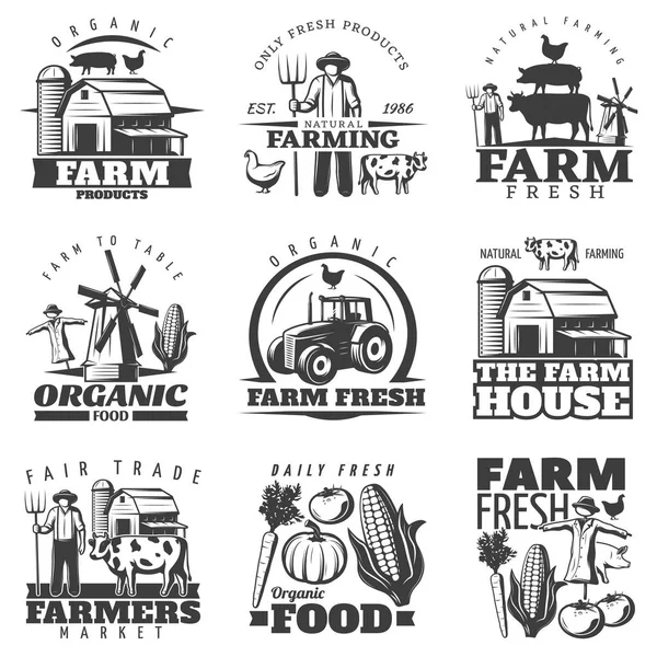Conjunto de emblemas de casa de fazenda — Vetor de Stock