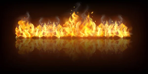 Banner de llama de fuego realista — Vector de stock