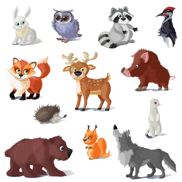 Cartoon animaux de la forêt ensemble — Image vectorielle