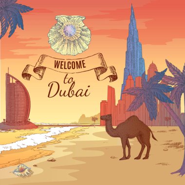 Elle çizilmiş Dubai arka plan