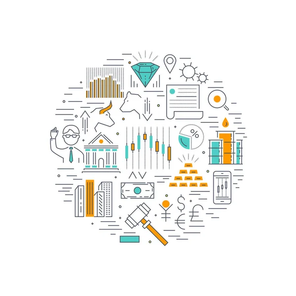 Stock Market lineaire ronde samenstelling — Stockvector