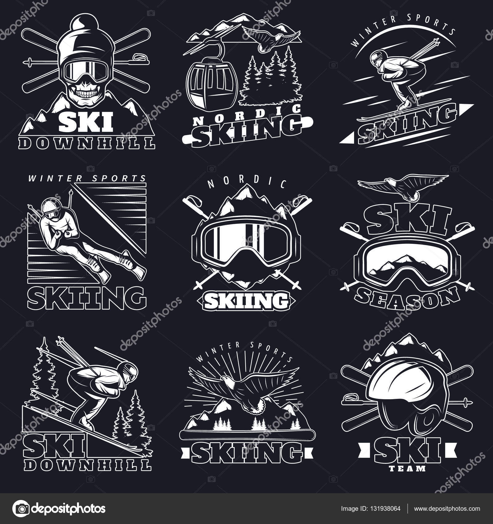Ski Downhill Emblems Set Stock Vector Image by ©Mogil #131938064