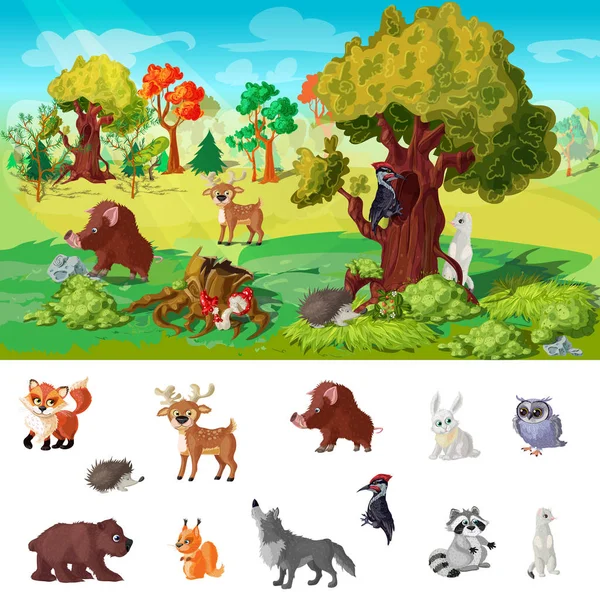 Woodland Animals Concept — Stock Vector