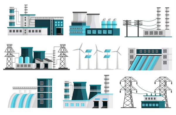 Set di elementi di generazione di energia — Vettoriale Stock