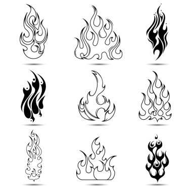 Yangın dövme Icon Set