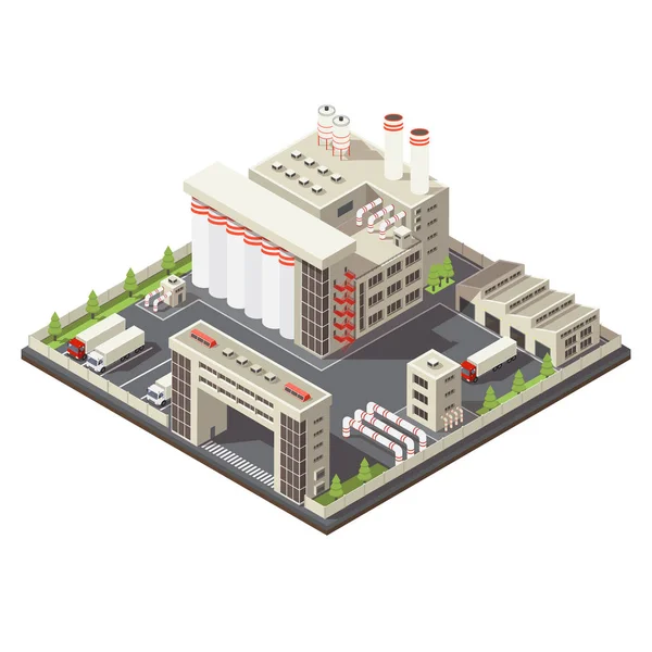 Factory Territory Isometric — Stock Vector