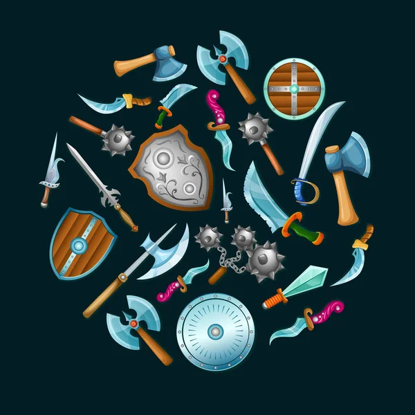 Juego de armas medievales — Vector de stock