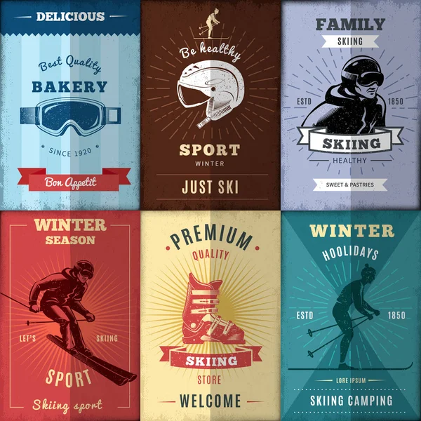 Noords skiën Posters-Set — Stockvector