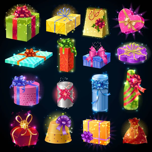 Geschenkboxen Icon Set — Stockvektor