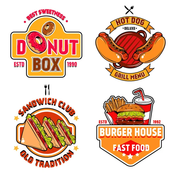 Conjunto de Emblema Fast Food —  Vetores de Stock