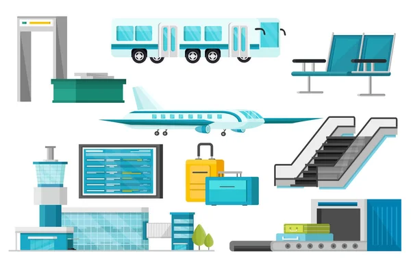 Orthogonale luchthaven elementen Set — Stockvector