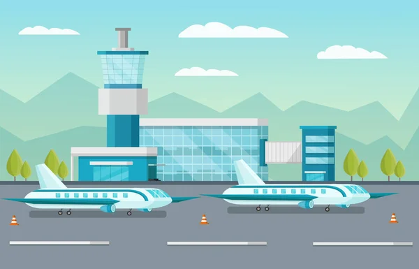 Aeropuerto Ilustración ortogonal — Vector de stock