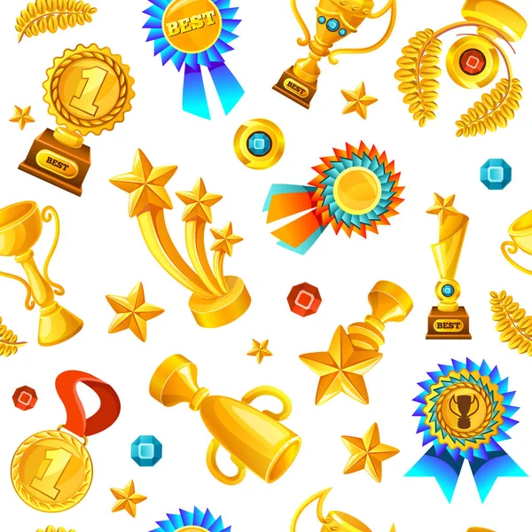 Gold Trophies Pattern — Stock Vector