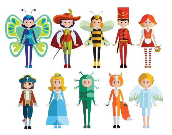 Kids And Carnival Costumes Collection — Stock Vector