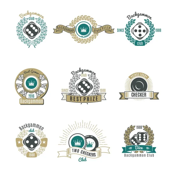Clubes de Backgammon Emblemas de estilo retro — Archivo Imágenes Vectoriales