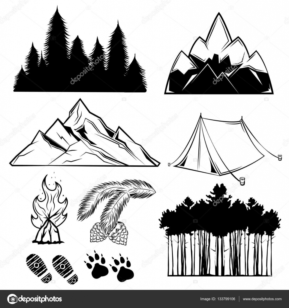 Forest Tattoo Element Set Stock Vector by ©Mogil 133799106