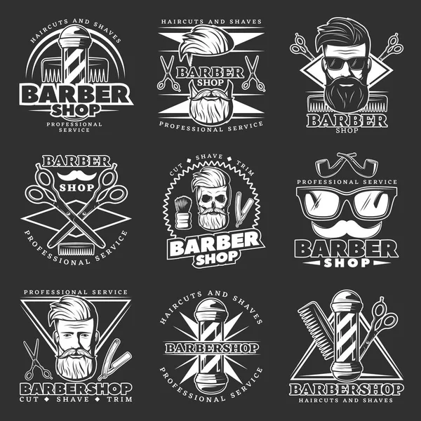 Barber Hipster Emblem Set — Stock Vector