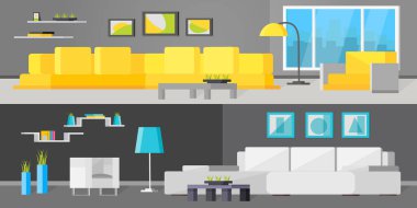 Oturma odası iç ortogonal afiş