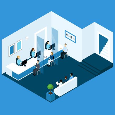 İzometrik Office bankacılık kompozisyon