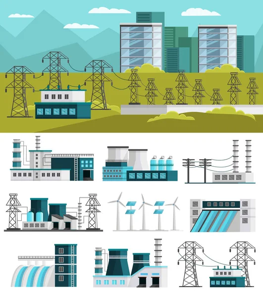 Power Generation Orthogonal Concept — Stock Vector