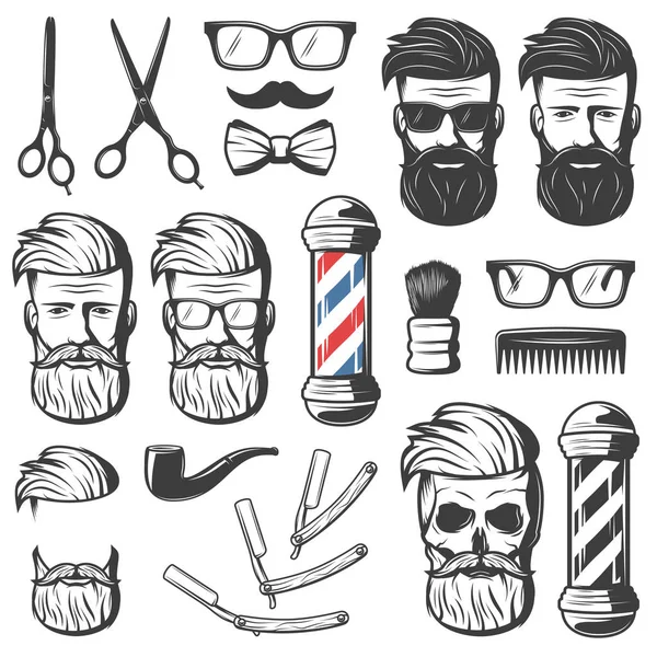 Vintage Barber Elements Set — Stock Vector