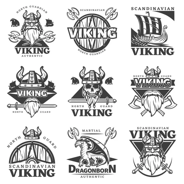 Vintage Viking Label Set — Stockvector