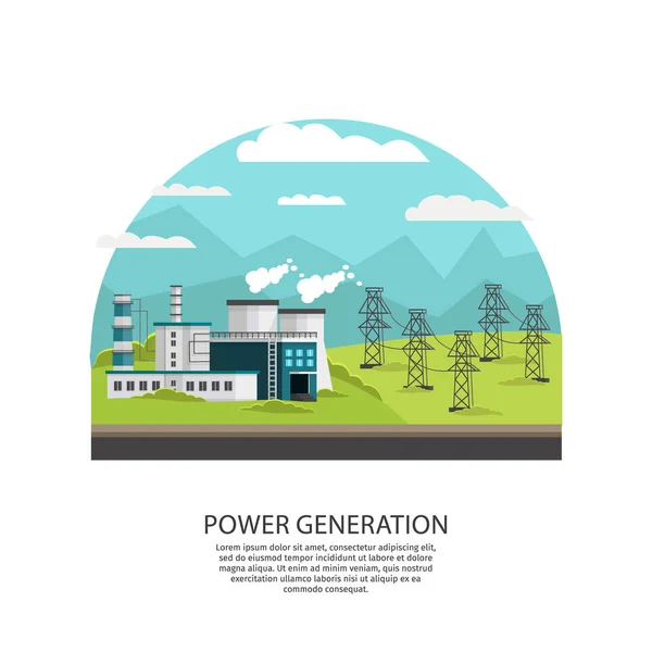 Concepto de transmisión de planta eléctrica al aire libre — Vector de stock